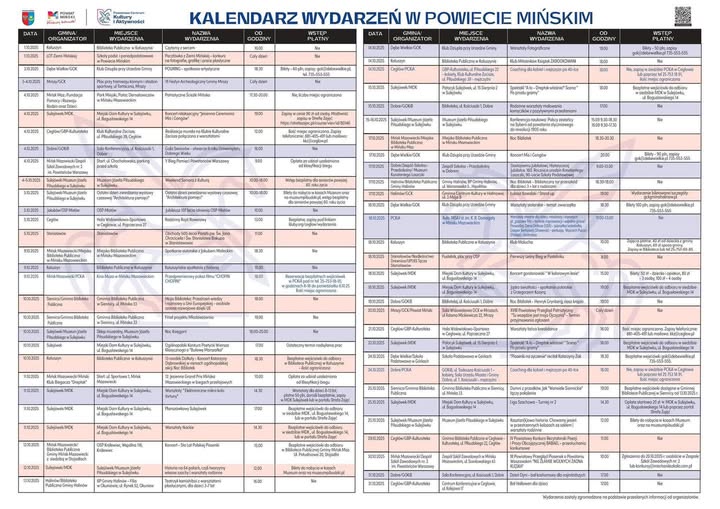 kalendarz wydażeń